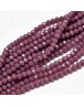 Stiko karoliukai, apvalūs, plokšti, briaunuoti, violetiniai, matmenys: 4x3mm; skylė: 1.0mm; apie 149 vnt./gijoje