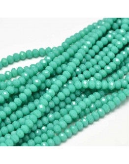 Faceted Abacus Glass Beads Strands, MediumTurquoise, 4x3mm, Hole: 1mm; about 149pcs/strand, 18.9"