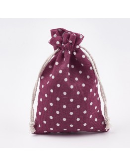Poliesterio medvilnės, stačiakampio formos, sutraukiamų dovanų maišeliai, tamsiai rožinės spalvos, matmenys: 14x10cm, 3vnt./pak.