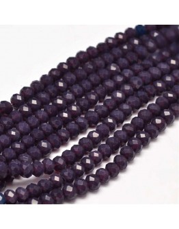 Faceted Abacus Glass Beads Strands, Indigo, 4x3mm, Hole: 1mm; about 149pcs/strand, 18.9"