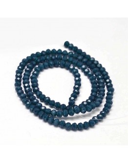 Faceted Abacus Glass Beads Strands, PrussianBlue, 4x3mm, Hole: 1mm; about 149pcs/strand, 18.9"