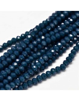Faceted Abacus Glass Beads Strands, PrussianBlue, 4x3mm, Hole: 1mm; about 149pcs/strand, 18.9"