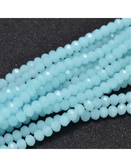 Faceted Abacus Glass Beads Strands, Aqua, 4x3mm, Hole: 1mm; about 149pcs/strand, 18.9"