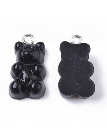 Akrilinis pakabukas - meškiukas, su geležine kilpa, juodos spalvos, matmenys: 20.5~22.5x11.5x7mm, kilpa: 2mm