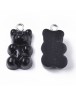 Resin Pendants, with Platinum Tone Iron Loop, Imitation Food, Bear, Black, 20.5~22.5x11.5x7mm, Hole: 2mm
