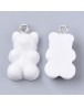 Resin Pendants, with Platinum Tone Iron Loop, Imitation Food, Bear, White, 20.5~22.5x11.5x7mm, Hole: 2mm
