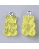Resin Pendants, with Platinum Tone Iron Loop, Imitation Food, Bear, Champagne Yellow, 20.5~22.5x11.5x7mm, Hole: 2mm