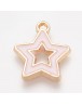 Alloy Enamel Pendants, Star, Misty Rose, 16x14x1mm, Hole: 1.5mm