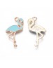 Alloy Enamel Pendants, Cadmium Free & Nickel Free & Lead Free, Light Gold, Flamingo Shape, Sky Blue, 25.5x15x2mm, Hole: 1.6mm