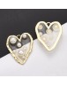 Epoxy Resin Pendants, with Alloy Findings and ABS Plastic Imitation Pearl, Heart, Light Gold, Clear, 36x31x8mm, Hole: 2mm