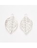 Alloy Pendants, Cadmium Free & Nickel Free & Lead Free, Leaf, Platinum Color, 49.5x27.5x2mm, Hole: 3.5mm