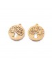 Ion Plating(IP) 304 Stainless Steel Pendants, Manual Polishing, Flat Round with Tree of Life, Golden, 18x16x1mm, Hole: 1.2mm