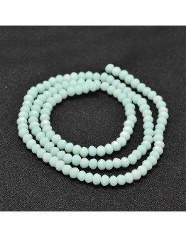 Faceted Abacus Glass Beads Strands, PaleTurquoise, 4x3mm, Hole: 1mm; about 149pcs/strand, 18.9"