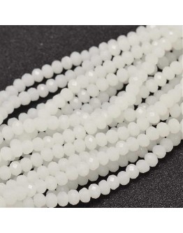 Faceted Abacus Glass Beads Strands, WhiteSmoke, 4x3mm, Hole: 1mm; about 149pcs/strand, 18.9"