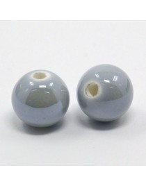 Keramikos karoliukai, apvalūs, pilki, matmenys: 16mm diametro, skylė: 2mm