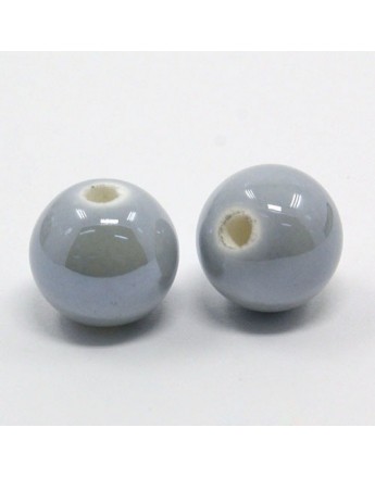 Keramikos karoliukai, apvalūs, pilki, matmenys: 16mm diametro, skylė: 2mm