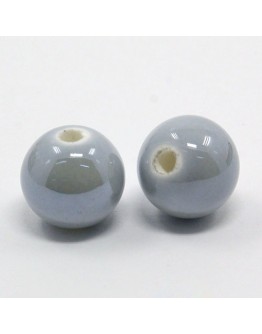 Keramikos karoliukai, apvalūs, pilki, matmenys: 16mm diametro, skylė: 2mm