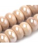 Keramikos karoliukai, plokšti, apvalūs, rusvi, matmenys 15~16x9~10mm, skylė: 5~6mm