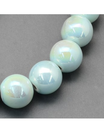 Keramikos karoliukai, apvalūs, mėtinės spalvos, matmenys: 12.5mm, skylė: 2mm