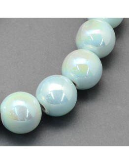 Keramikos karoliukai, apvalūs, mėtinės spalvos, matmenys: 12.5mm, skylė: 2mm