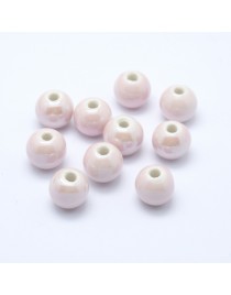 Keramikos karoliukai, apvalūs, rausvi, matmenys: 12mm, skylė: 2~3mm