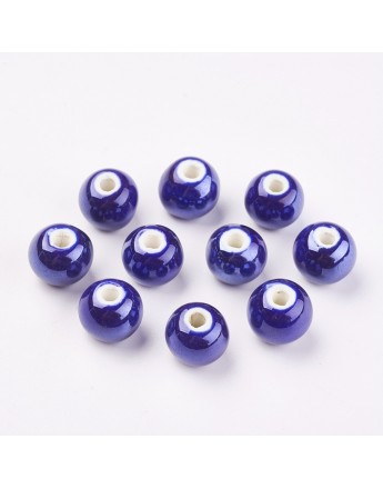 Keramikos karoliukai, apvalūs, mėlyni, matmenys: 12mm, skylė: 2~3mm