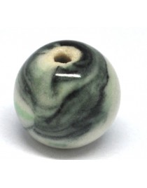 Keramikos karoliukai, apvalūs, baltai žali, matmenys: 20mm, skylė: 4mm