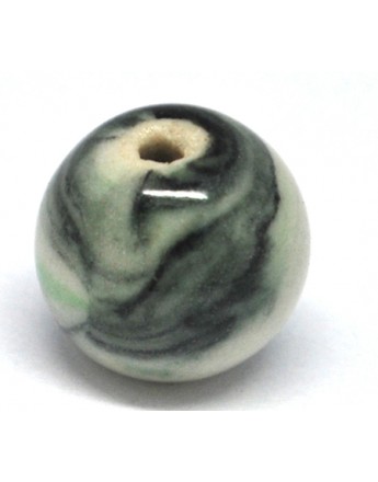 Keramikos karoliukai, apvalūs, baltai žali, matmenys: 20mm, skylė: 4mm