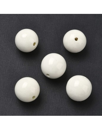 Keramikos karoliukai, apvalūs, balti, matmenys: 25mm, skylė: 4mm