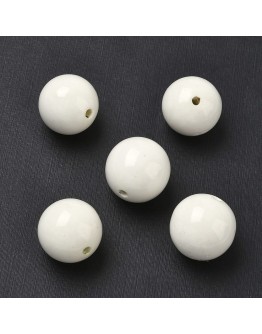 Keramikos karoliukai, apvalūs, balti, matmenys: 25mm, skylė: 4mm