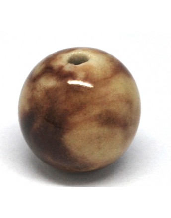 Keramikos karoliukai, apvalūs, margai rudi, matmenys: 25mm, skylė: 4mm