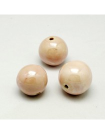 Keramikos karoliukai, apvalūs, rausvi, matmenys: ~18mm, skylė: 2mm