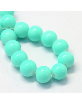 Baking Painted Glass Round Bead Strands, Cyan, 8.5~9mm, Hole: 1.5mm; about 105pcs/strand, 31.8"
