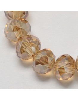 Handmade Glass Beads, Imitate Austrian Crystal, Faceted Abacus, Camel, 12x8mm, Hole: 1mm; about 72pcs/strand