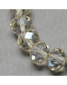 Handmade Glass Beads, Imitate Austrian Crystal, Faceted Abacus, Beige, 12x8mm, Hole: 1mm; about 72pcs/strand