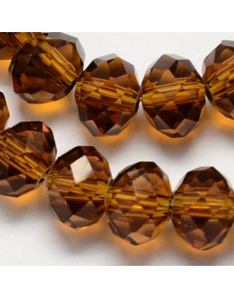 Handmade Glass Beads, Imitate Austrian Crystal, Faceted Abacus, DarkGoldenrod, 12x8mm, Hole: 1mm; about 72pcs/strand