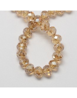 Handmade Glass Beads, Imitate Austrian Crystal, Faceted Abacus, Camel, 8x6mm, Hole: 1mm; about 72pcs/strand