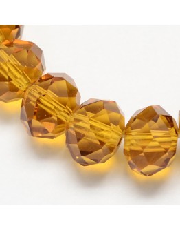 Handmade Glass Beads, Imitate Austrian Crystal, Faceted Abacus, Goldenrod, 8x6mm, Hole: 1mm; about 72pcs/strand