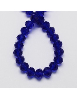 Handmade Glass Beads, Imitate Austrian Crystal, Faceted Abacus, DarkBlue, 8x6mm, Hole: 1mm; about 72pcs/strand