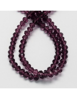 Handmade Glass Beads, Imitate Austrian Crystal, Faceted Abacus, Dyed, Purple, 8x6mm, Hole: 1mm; about 72pcs/strand