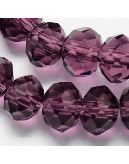 Handmade Glass Beads, Imitate Austrian Crystal, Faceted Abacus, Dyed, Purple, 8x6mm, Hole: 1mm; about 72pcs/strand