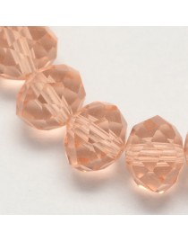 Handmade Glass Beads, Imitate Austrian Crystal, Faceted Abacus, Pink, 6x4mm, Hole: 1mm; about 100pcs/strand