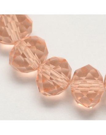 Handmade Glass Beads, Imitate Austrian Crystal, Faceted Abacus, Pink, 6x4mm, Hole: 1mm; about 100pcs/strand
