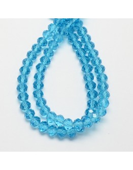 Handmade Glass Beads, Imitate Austrian Crystal, Faceted Abacus, Turquoise, 6x4mm, Hole: 1mm; about 100pcs/strand