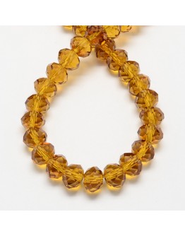 Handmade Glass Beads, Imitate Austrian Crystal, Faceted Abacus, Goldenrod, 6x4mm, Hole: 1mm; about 100pcs/strand