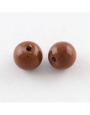 Painted Glass Bead Strands, Baking Paint, Round, Sienna, 10mm; Hole: 1.3~1.6mm, about 80pcs/strand, 31.4"
