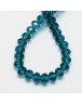 Transparent Glass Beads Strands, Faceted, Abacus, DarkCyan, 4x3mm; Hole: 1mm, about 150pcs/strand, 18.9"