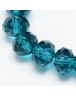 Transparent Glass Beads Strands, Faceted, Abacus, DarkCyan, 4x3mm; Hole: 1mm, about 150pcs/strand, 18.9"