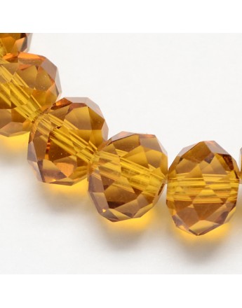 Transparent Glass Beads Strands, Faceted, Abacus, Goldenrod, 4x3mm; Hole: 1mm, about 150pcs/strand, 18.9"