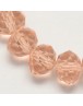 Transparent Glass Beads Strands, Faceted, Abacus, DarkSalmon, 4x3mm; Hole: 1mm, about 150pcs/strand, 18.9"